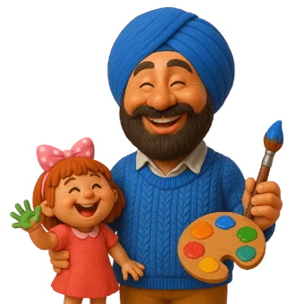 Mann Therapy mascot — Capt. Singh with his colour palette